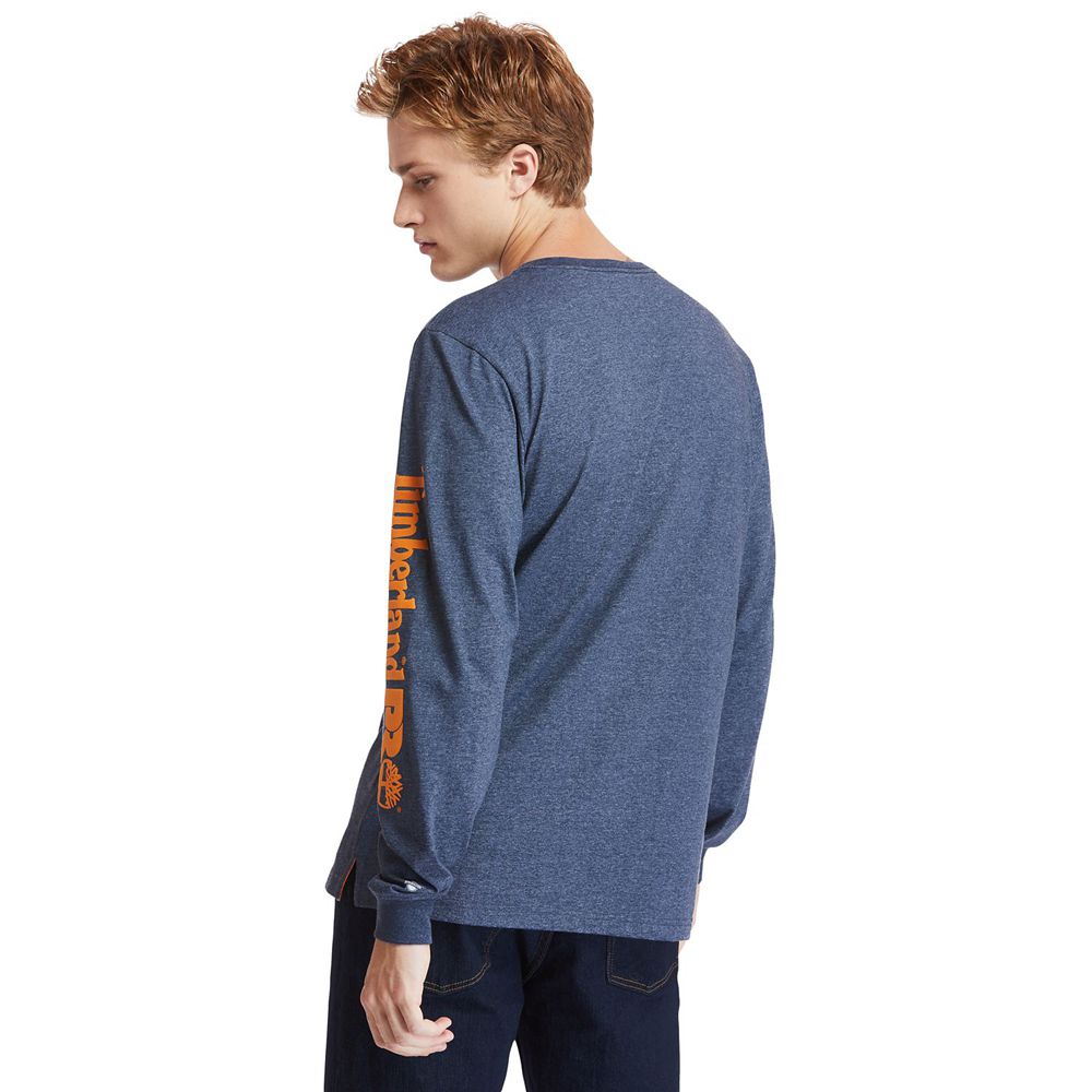 Camisetas Timberland Argentina Hombre - Pro® Big & Tall Base Plate Long-Sleeve Wicking - Azul Marino